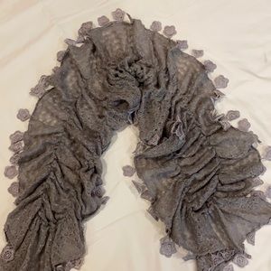 Grey Scarf with lace trim